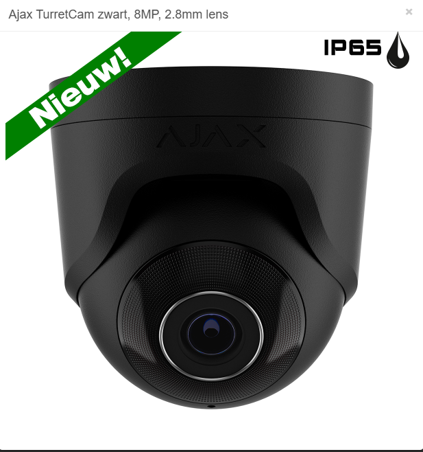Ajax TurretCam zwart, 8MP, 2.8mm lens