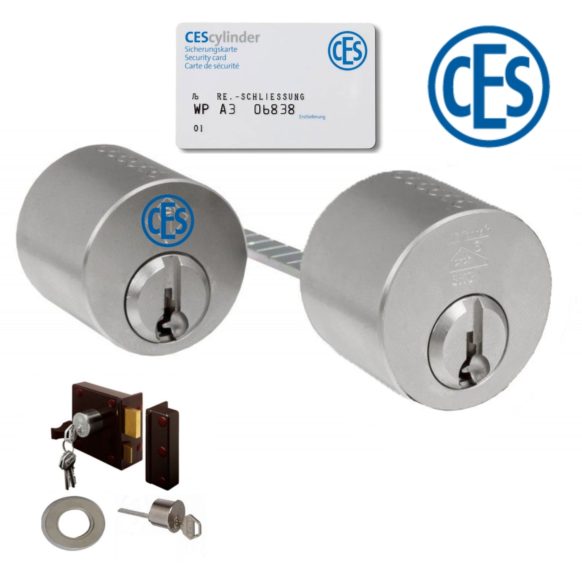 CES LSH SKG 2 certificaat staartcilinder ombouwset voor Lips oplegslot incl. Rim schroefcilinder binnenzijde