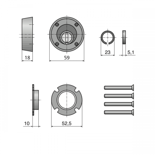 Veiligheidsrozet SKG 3 sterren met kerntrekbeveiliging voor Lips of DOM omgebouwd oplegslot